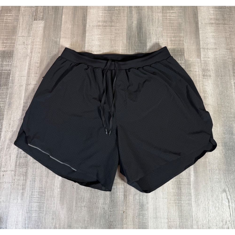 Lululemon Surge Lined Short 6" SE Mens Black Perforated Running Shorts Size L